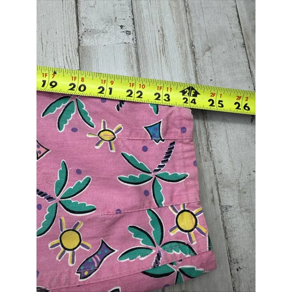 Rare 80’s Vintage Oshkosh B Gosh Pink Tropical Overalls Set Sz 12/14 Tapered Leg